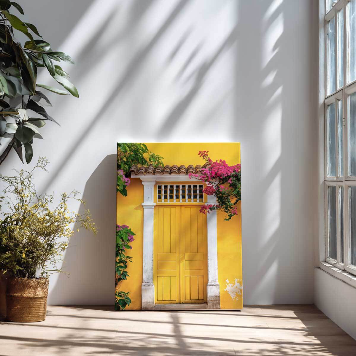 Tableau architecture Porte jaune à Olinda au Bresil Toile imprimée