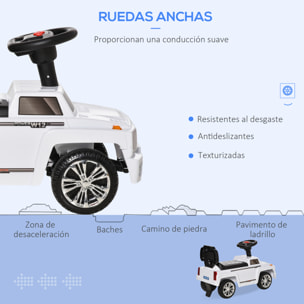 Coche Correpasillos Bebé 18-36 Meses con Faros Música Bocina y Almacenaje Blanco