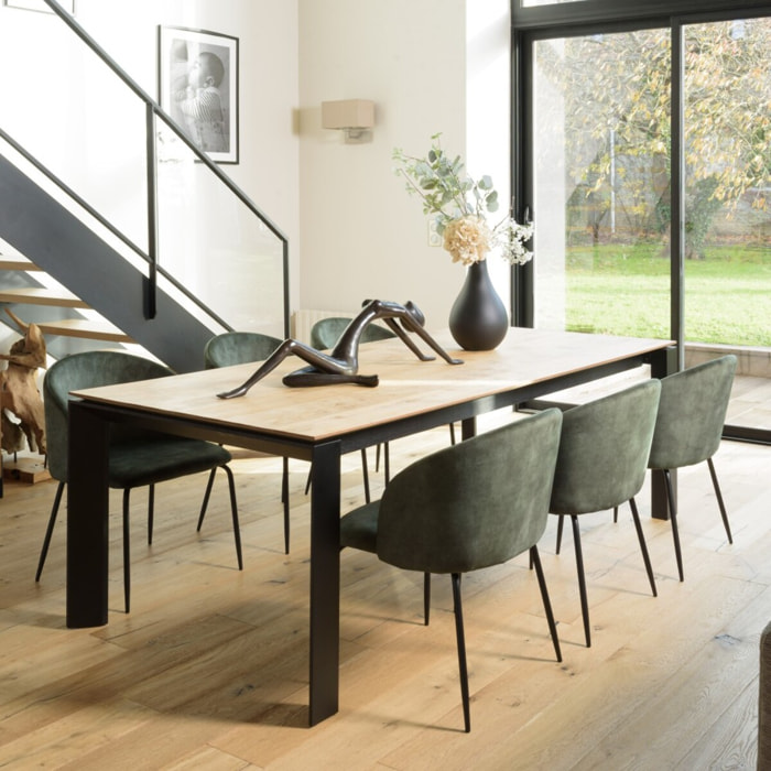 TOM - Lot de 2 chaises velours vert sapin dossier enveloppant
