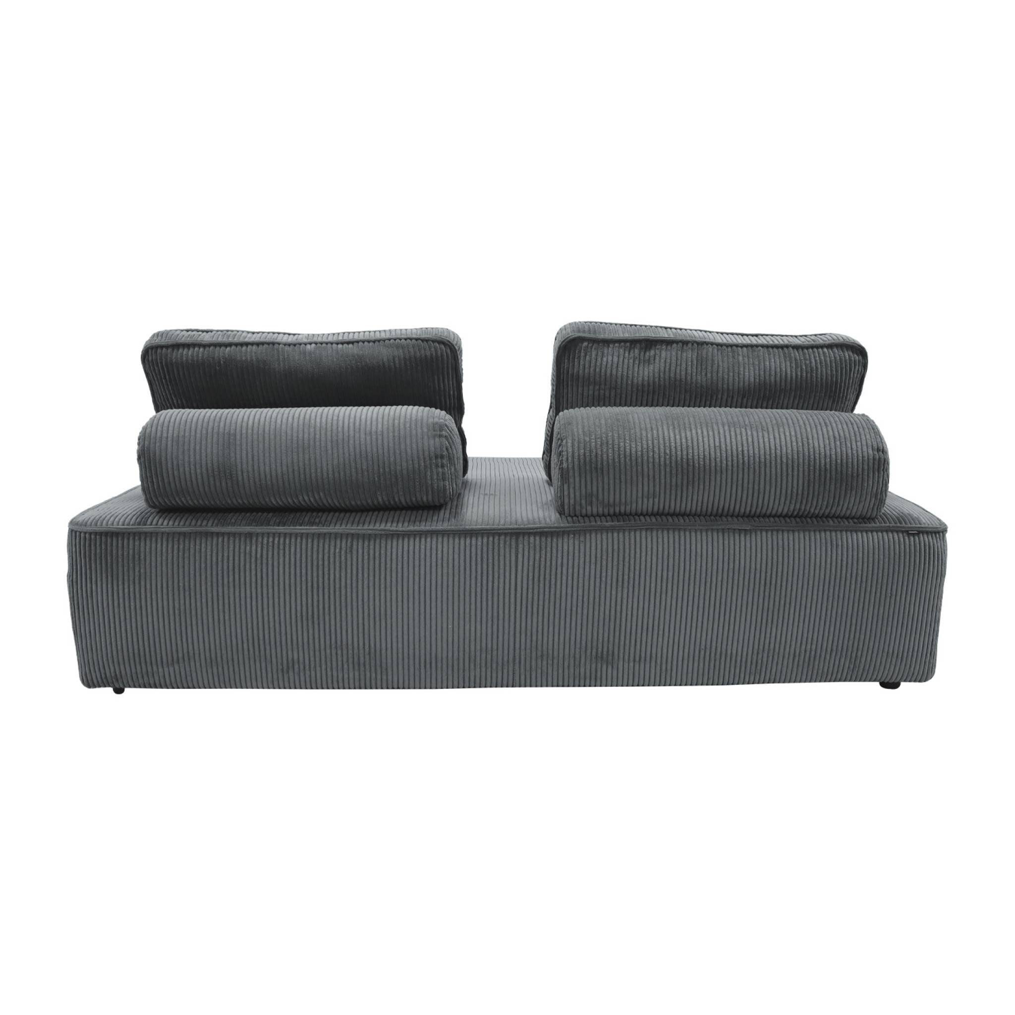 Lot de 2 chauffeuses LAO 2 places pour canapé modulable velours côtelé gris foncé. L 180 x P 90 x H 78cm