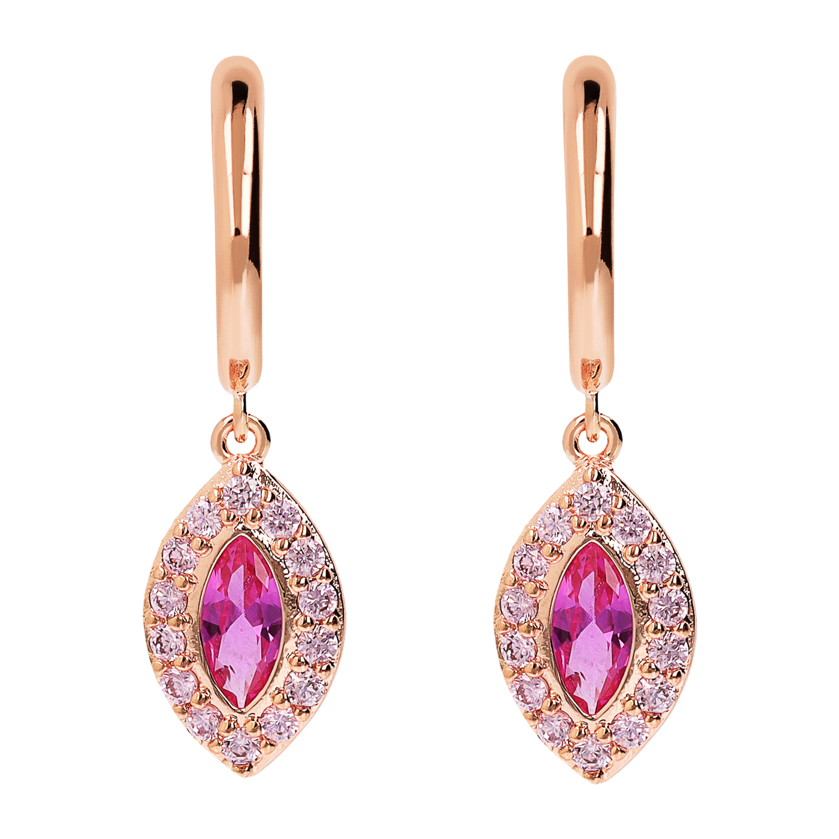 Orecchini Pendenti Marquise con Topazio Rosa e Cubic Zirconia