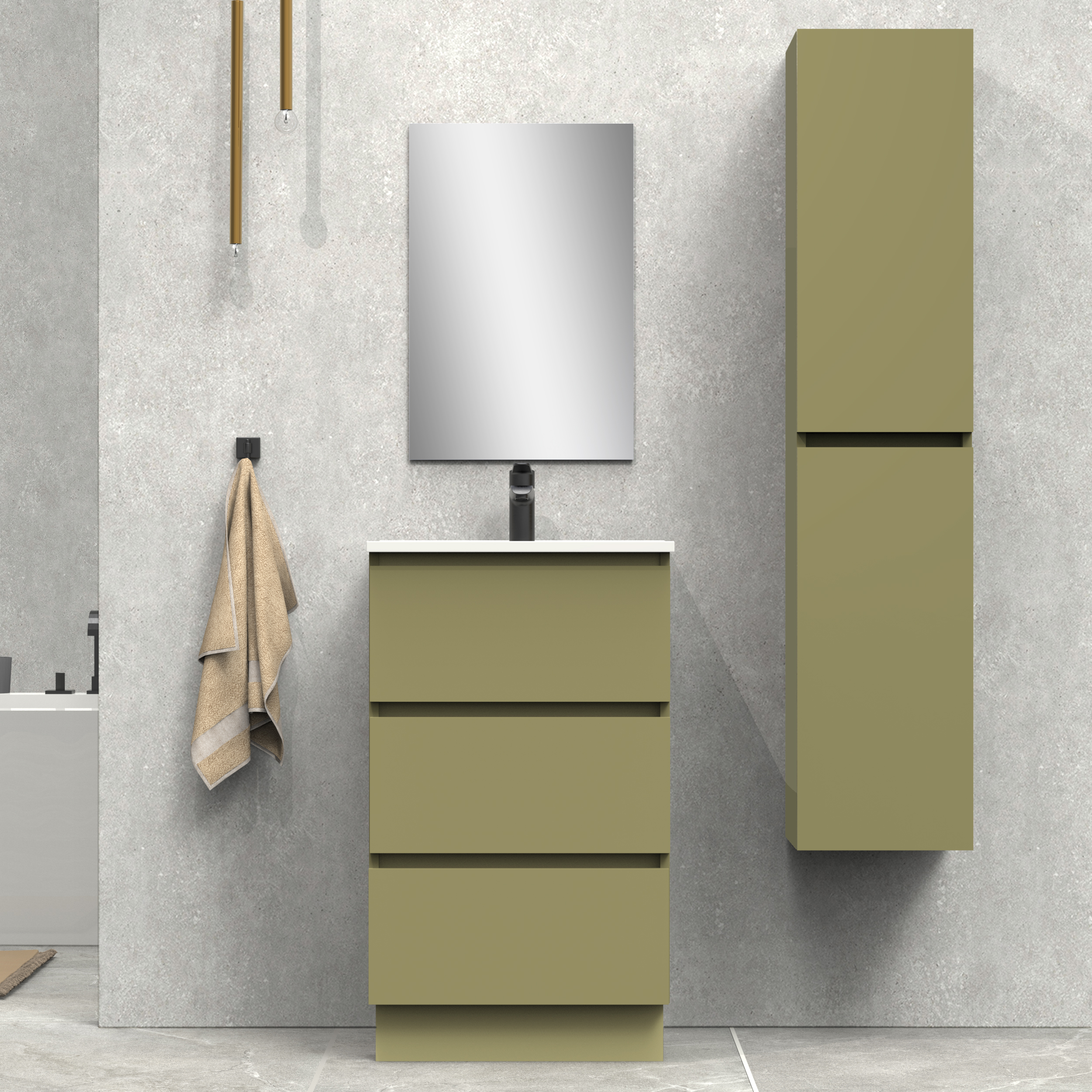 Conjunto de baño IRONA 3C, 50cm, incluye lavabo y espejo