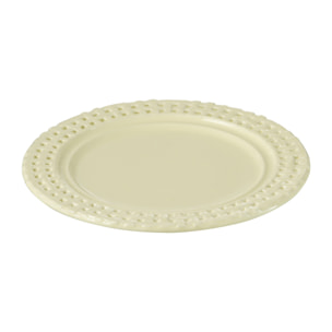 J-Line assiette Ronde - céramique - jaune - 4 pcs