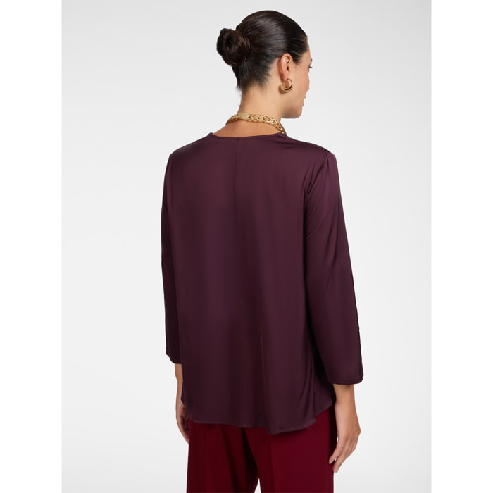 Elena Mirò - Blusa in raso di viscosa stretch - Bordeaux