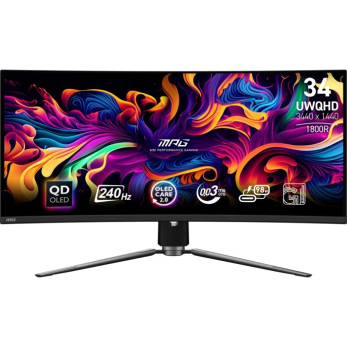 Ecran PC Gamer MSI MPG 341CQPX 34" Incurvé 1800R UWQHD 240Hz QD-OLED HDMI 2.1 USB-C 90W Adaptive-Sync