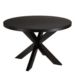 BASILE - Table à manger 120x120cm plateau noir effet pierre