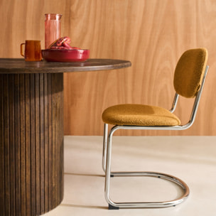 Table à manger ronde bois d'hévéa et placage chêne 4 places ESTELLE