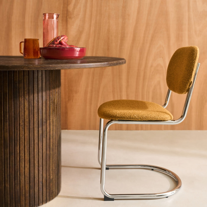 Table à manger ronde bois d'hévéa et placage chêne 4 places ESTELLE