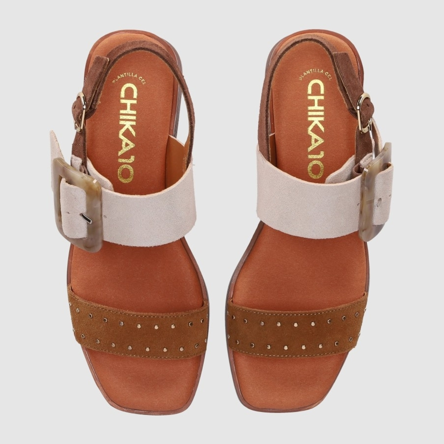 Sandalias de Serraje - Multi-Marron - Tacón: 4 cm