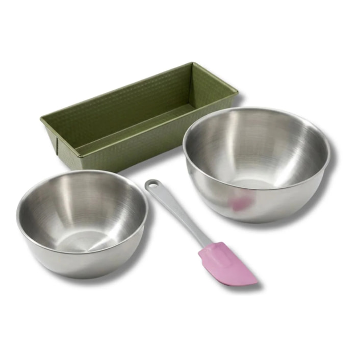 Set de 4 ustensiles de pâtisserie moule à gâteau 2 bols et spatule Zenker Green Vision