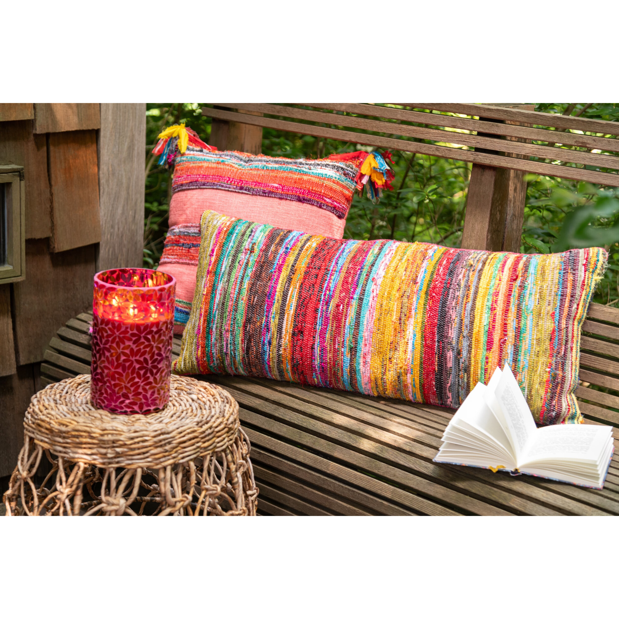 J-Line bougie parfumée Fleur Mosaique - mix - large - 2 pièces - 75H