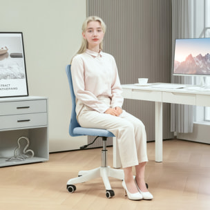 Silla de Escritorio sin Brazos Silla de Oficina Giratoria Tapizado en Lino Sintético con Altura Ajustable para Estudio Dormitorio Tocador Carga 120 kg Azul Claro