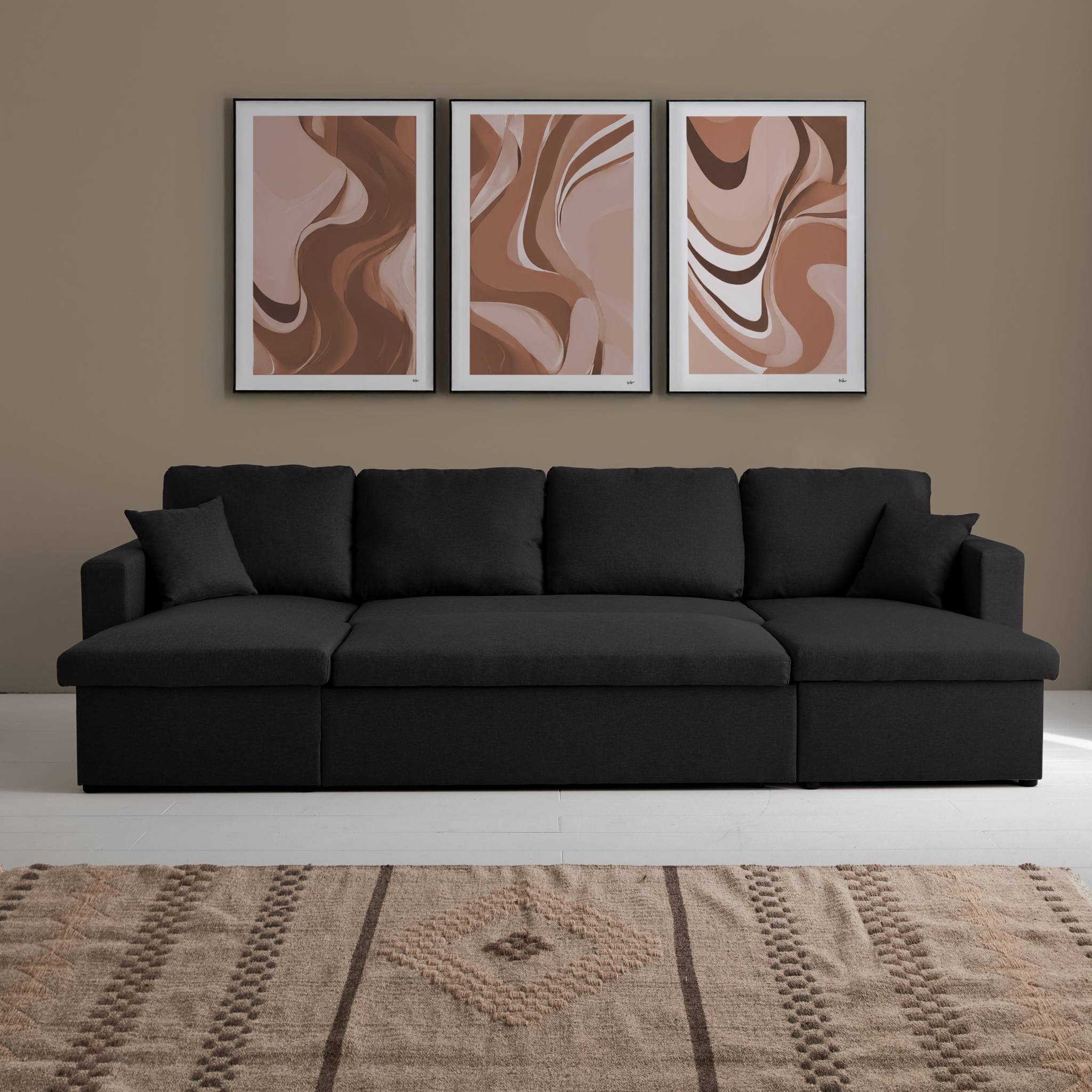 Canapé panoramique convertible 4 places tissu URBAN