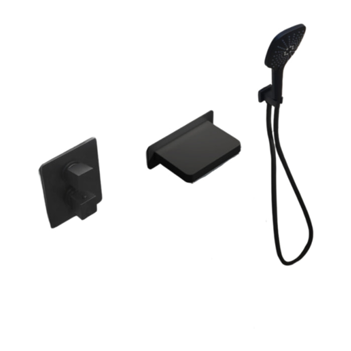 Pack mitigeur bain douche thermostatique encastré carré PAINI Ruby Noir Mat