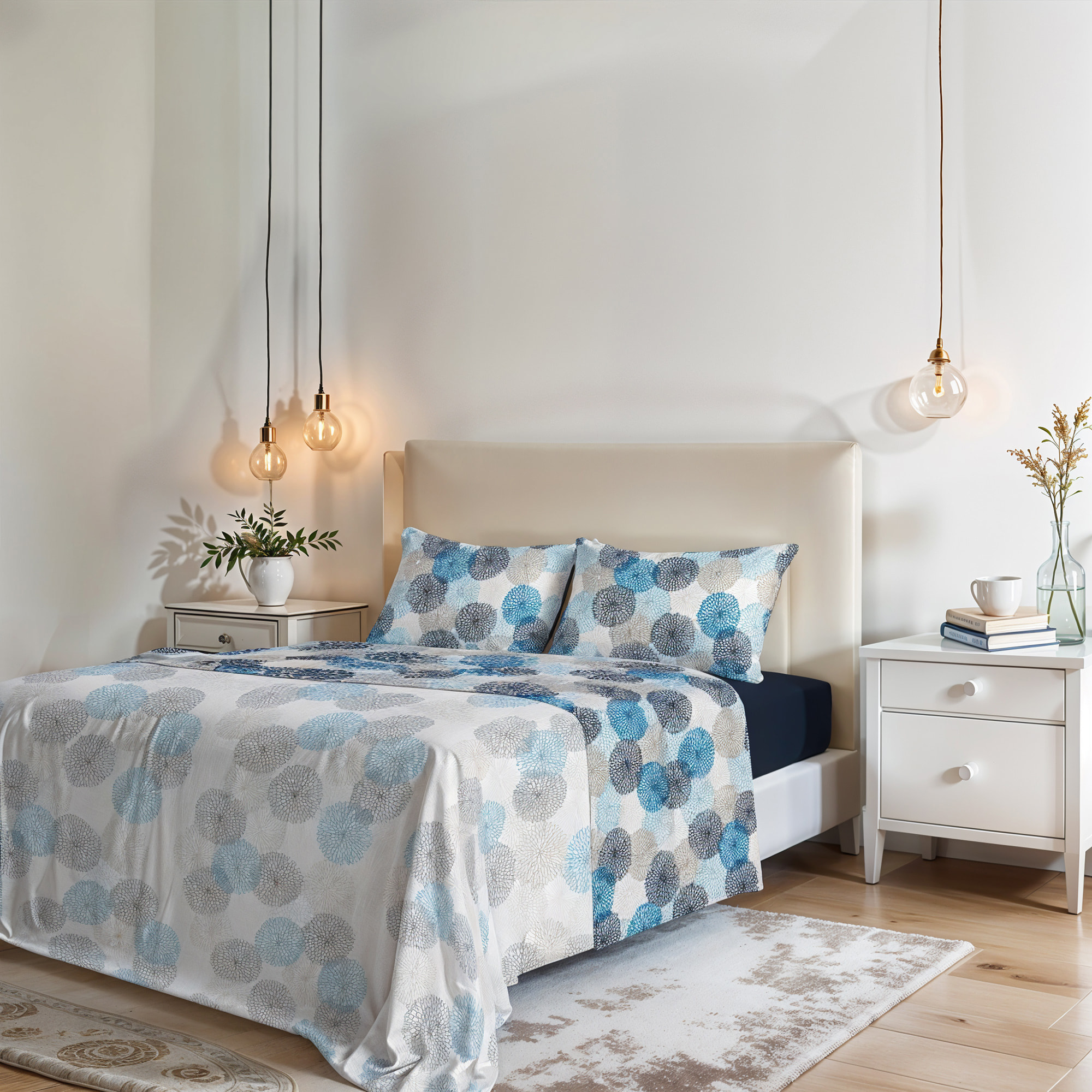 COMPLETO LETTO FANTASY, 100% Microfibra - SOFFIONI BLU