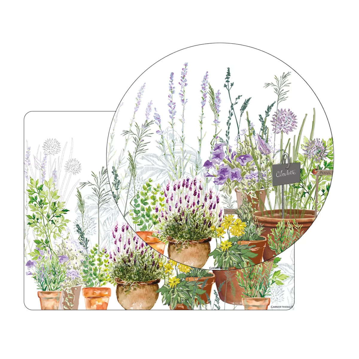 Set vinyle 860 g/m² imprimé vert violet Jardin aromatique provence