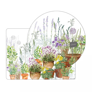 Set vinyle 860 g/m² imprimé vert violet Jardin aromatique provence