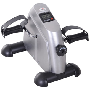 Mini vélo d'appartement pour jambes bras appareil de fitness avec écran LCD dim. 39L x 40l x 31H cm argenté