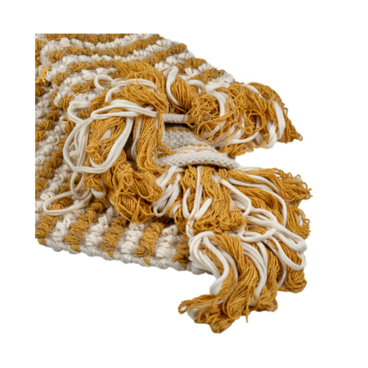 Tapis 60 x 80 cm tissu texturé petits pompons avec franges bicolores - MARINE