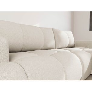 Yulin - Canapé d'angle droit 4 places convertible avec coffre en tissu bouclette - Beige