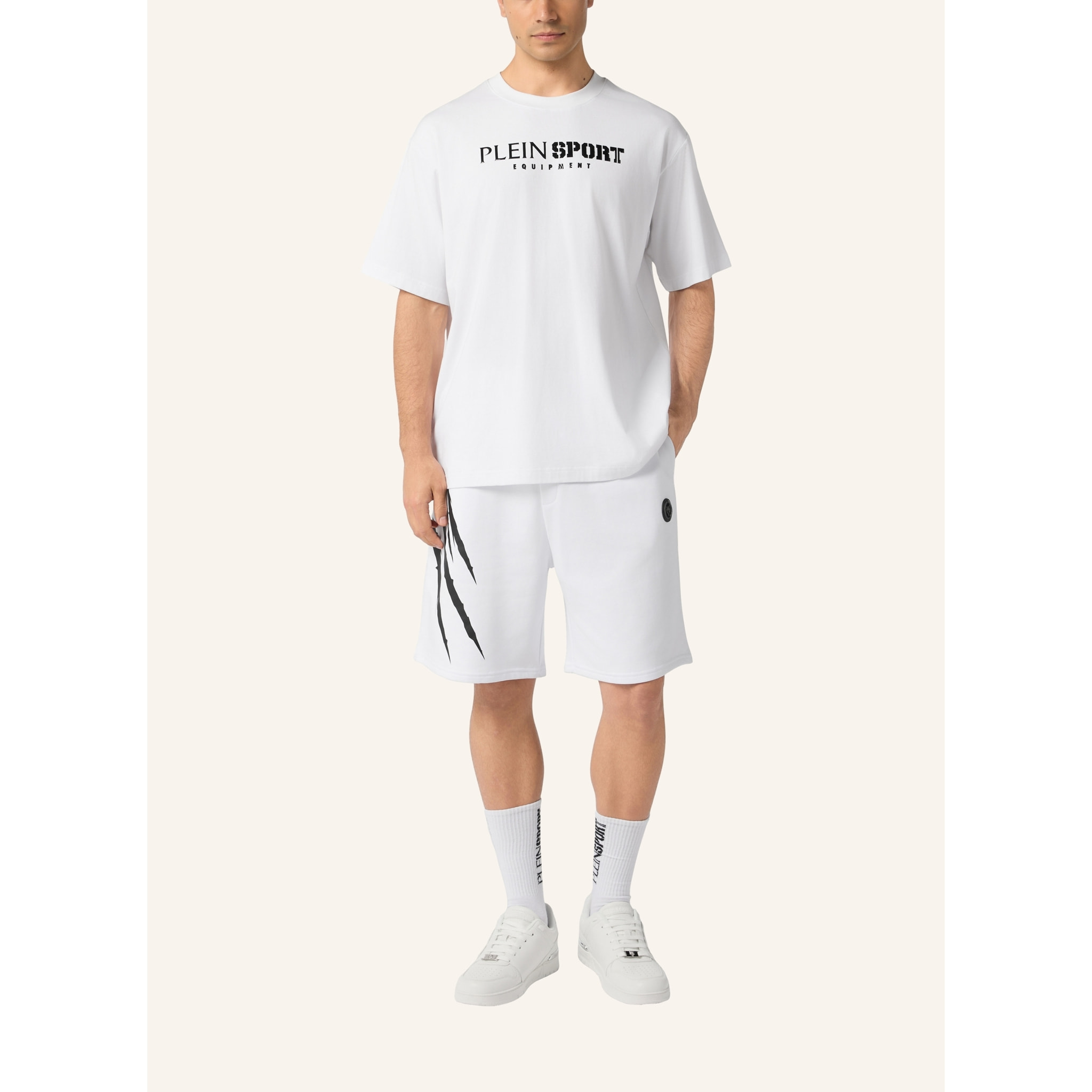 PLEIN SPORT Round Neck T-Shirt Reflective Scratch
