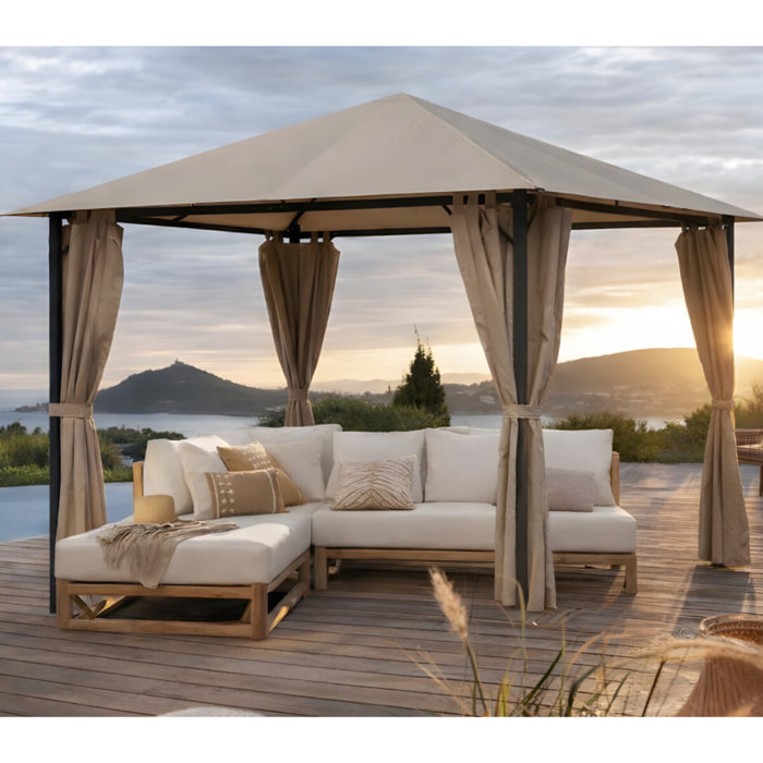 Tonnelle 3x3m - acier - taupe - KHEFREN