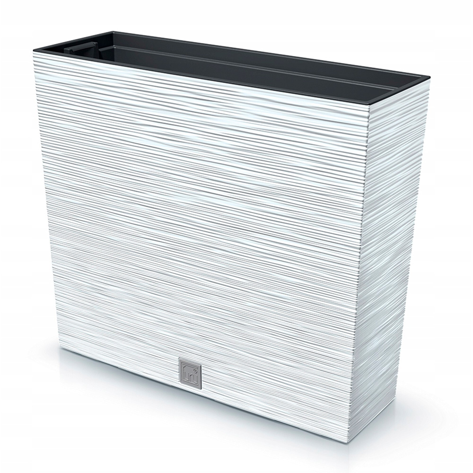 Macetero color blanco, con depósito, colección FURU, de 58 x 18 x 49,8 cm, capacidad de 12 L.