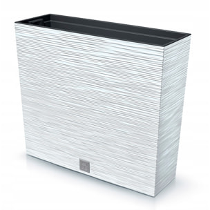 Macetero color blanco, con depósito, colección FURU, de 58 x 18 x 49,8 cm, capacidad de 12 L.