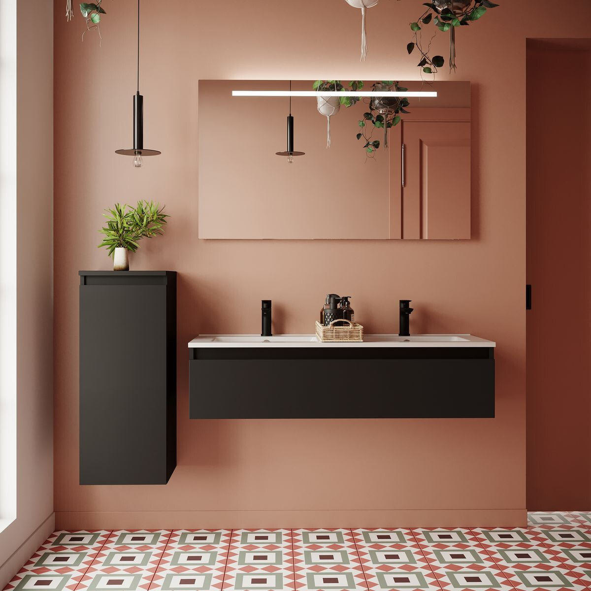 Ensemble double vasque 1 tiroir + miroir - HUDSON