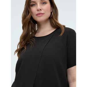 Fiorella Rubino - Camiseta bimatérica con detalle cartera - Negro