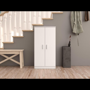 Armadio Mobiletto Portascarpe Bridge Scarpiera in Legno 7 Ripiani e 2 Ante Ingresso Corridioio Arredo Casa Design Minimal 108 x 55 x 36 cm Bianco