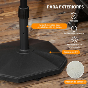 Base de Sombrilla Peso 18 kg Soporte para Parasol de Cemento para Mástil de Ø32/34/38 mm Pie de Parasol para Jardín Balcón 46x46x39 cm Negro