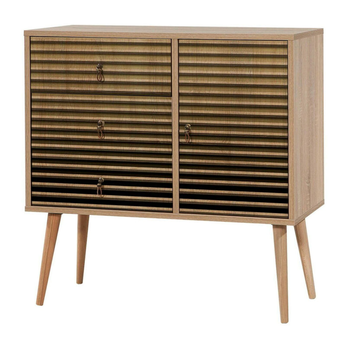 Cassettiera Ailanto, Settimino multiuso, Comò camera da letto, Mobile con cassetti, 90x40h90 cm, Quercia