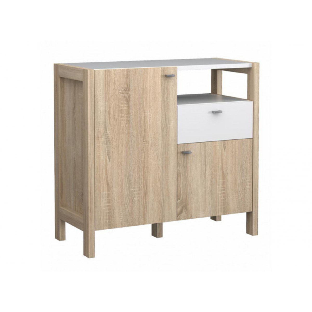 Buffet moderne en bois effet chêne et blanc - VIK