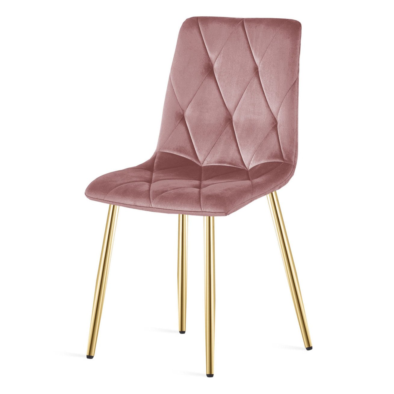 Sedia Libra in velluto rosa con gambe dorate