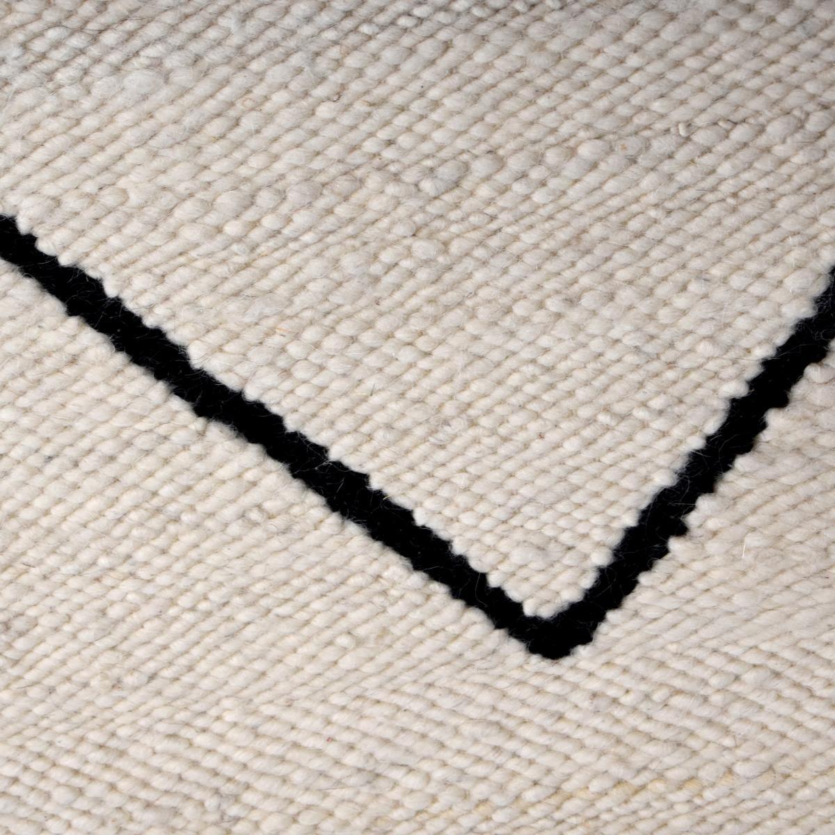 Tapis kilim Reversible Huku tissé à la main en laine beige motif berbère