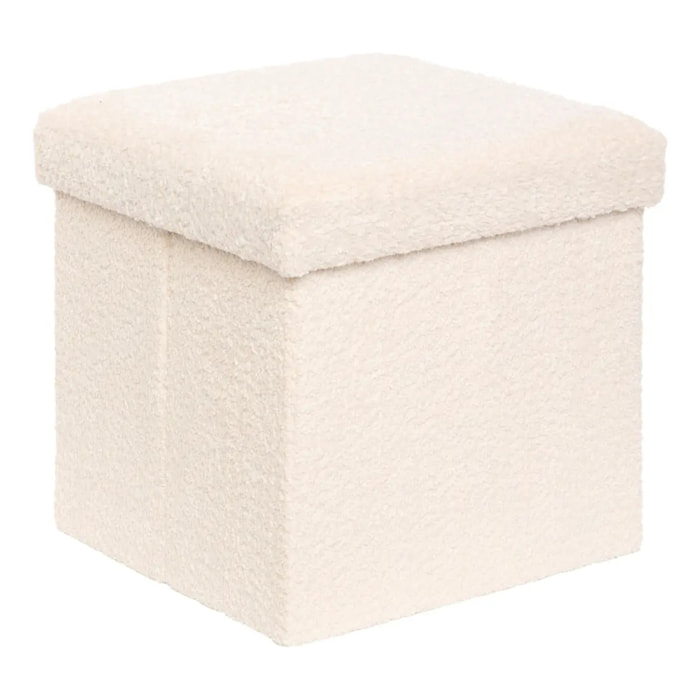 Pouf Pliable Coffre Soana en bouclette Ivoire 38x38cm