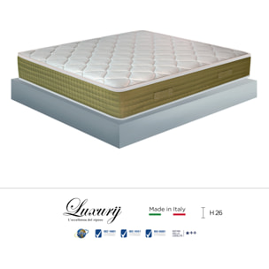 "Venezia" H26 cm 160x190 2 guanciali Memory OMAGGIO a molle insacchettate indipendenti ,7 zone a portanza differenziata arrotolato