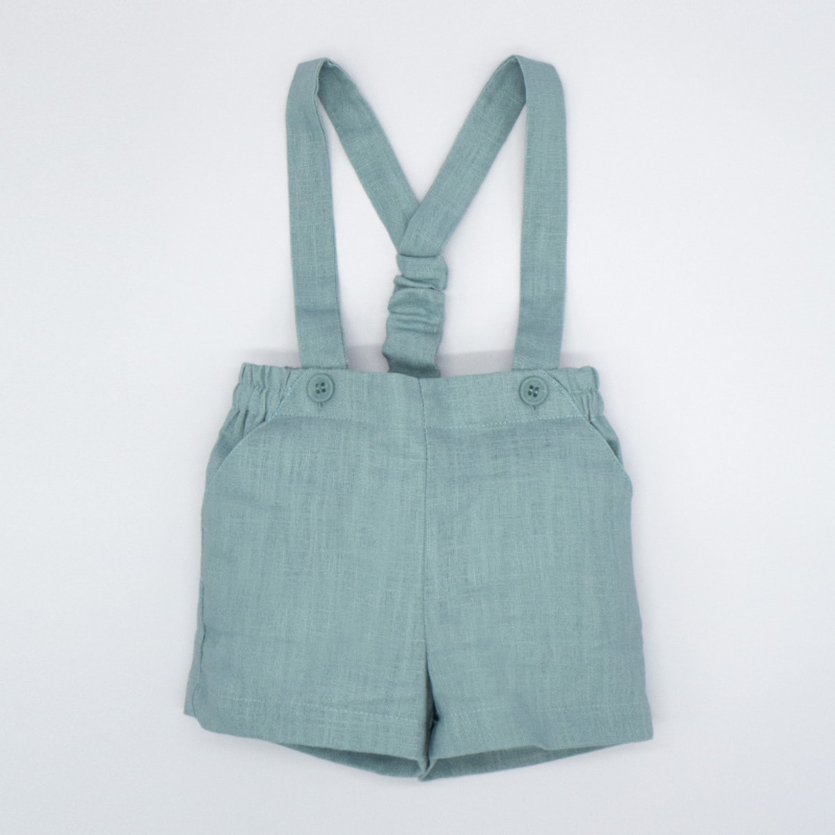 BERMUDA LINO VERDE CON TIRANTES