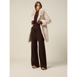 Oltre - Pantalones palazzo de punto - Marrón