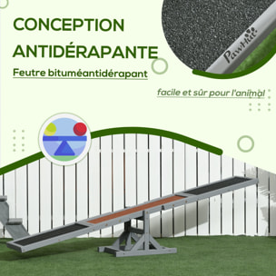 Agility sport pour chien bascule - bascule pour chien - équipement entrainement chien - bois sapin pré-huilé feutre bitumé antidérapant brique gris