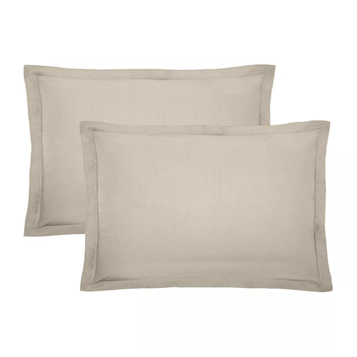 Lot de 2 taies percale de coton uni beige La percale francaise lin