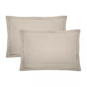 Lot de 2 taies percale de coton uni beige La percale francaise lin