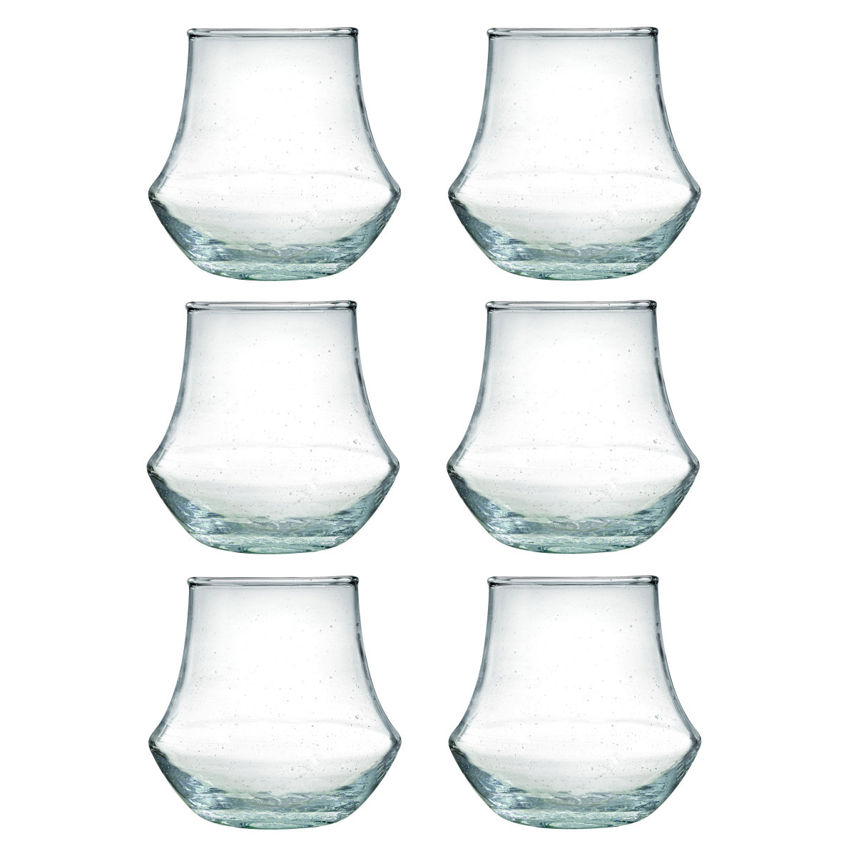 Nour - Juego de 6 vasos de cata de 28 cl en vidrio reciclado soplados a mano