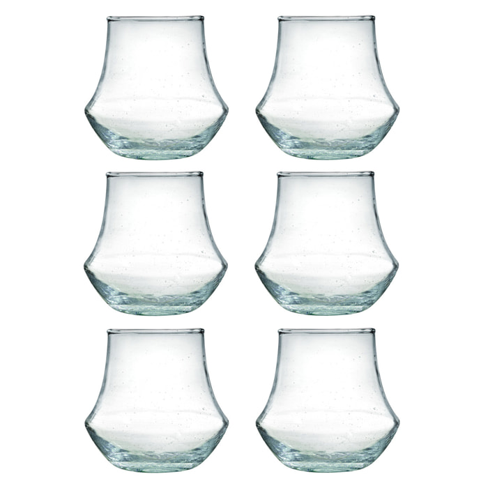 Nour - Juego de 6 vasos de cata de 28 cl en vidrio reciclado soplados a mano