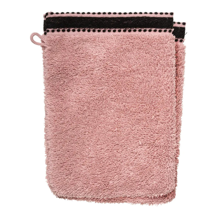 Lot de 2 gants de toilette "Joia" - coton 550 gr/m² - rose 15x21 cm