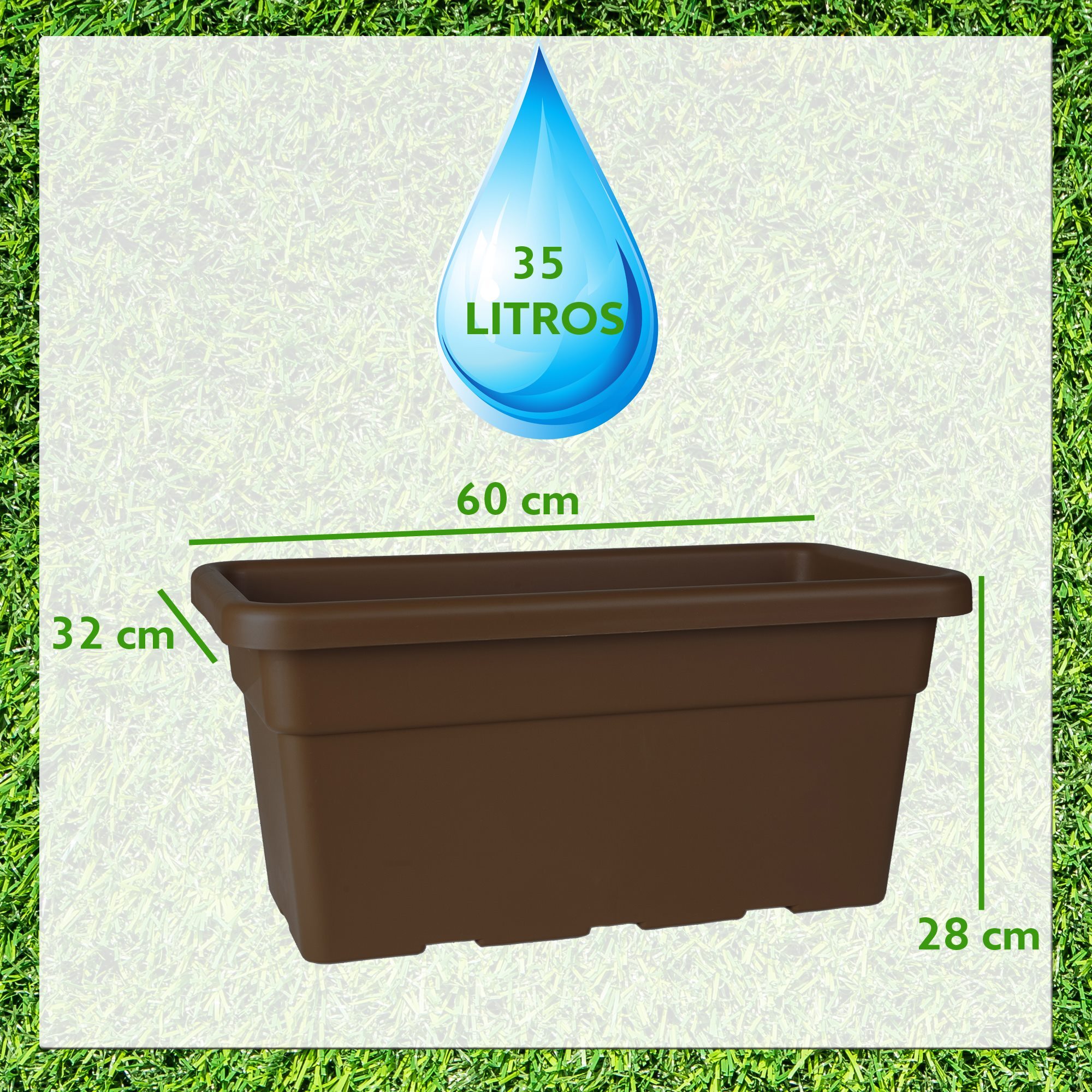 Jardinera Vulcano Zanvic bronce 60 x 32 x 28 cm (35 L) en plástico