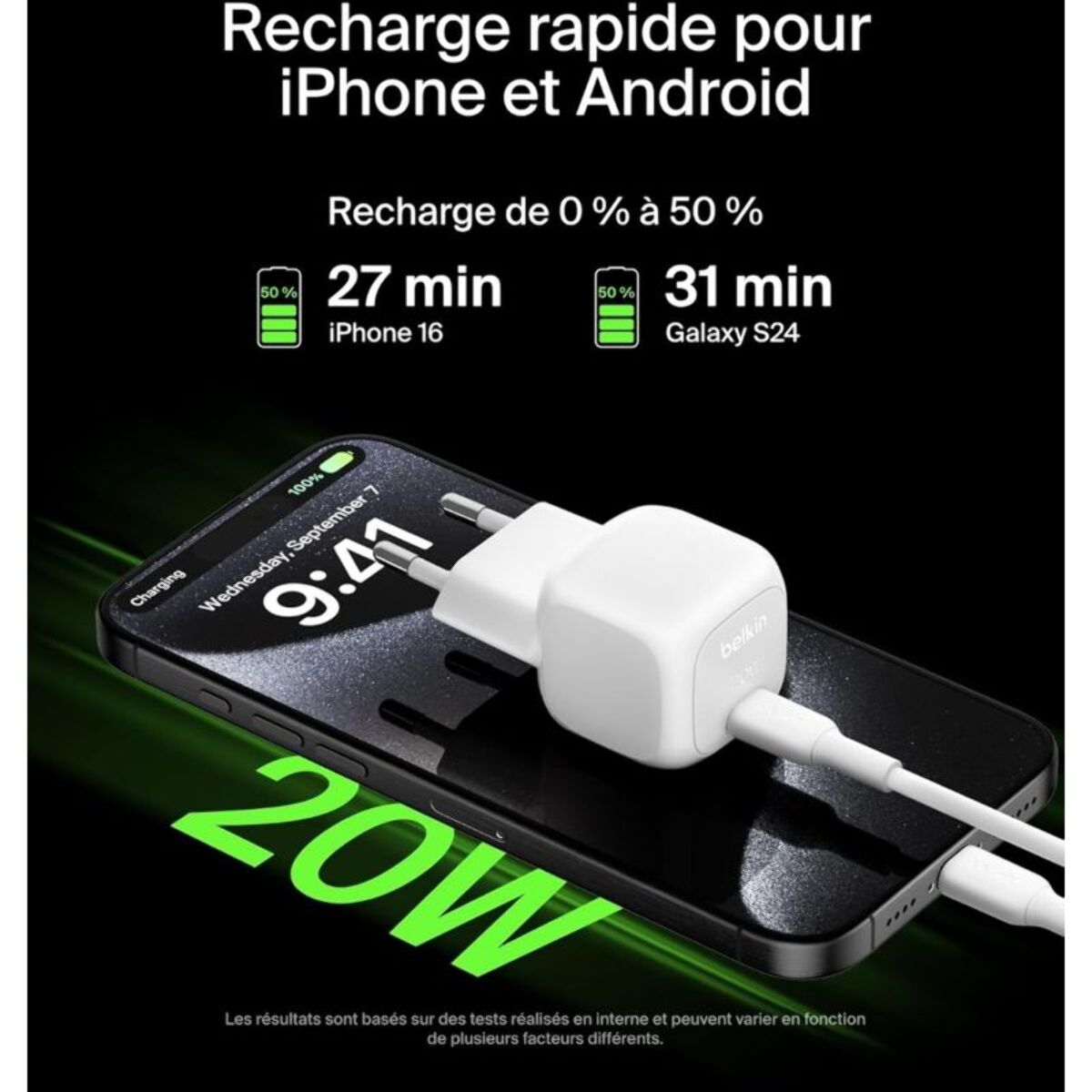 Chargeur BELKIN 20W USB-C PPS BLANC