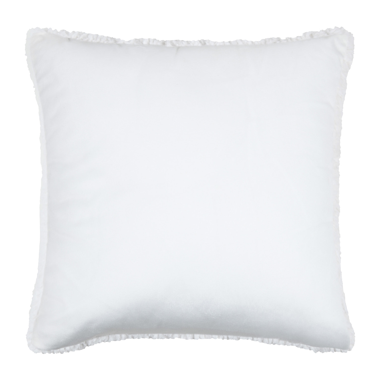 Coussin carré fausse fourrure avec recto velours - Blanc