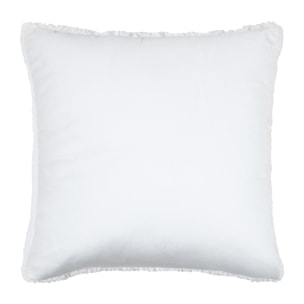 Coussin carré fausse fourrure avec recto velours - Blanc